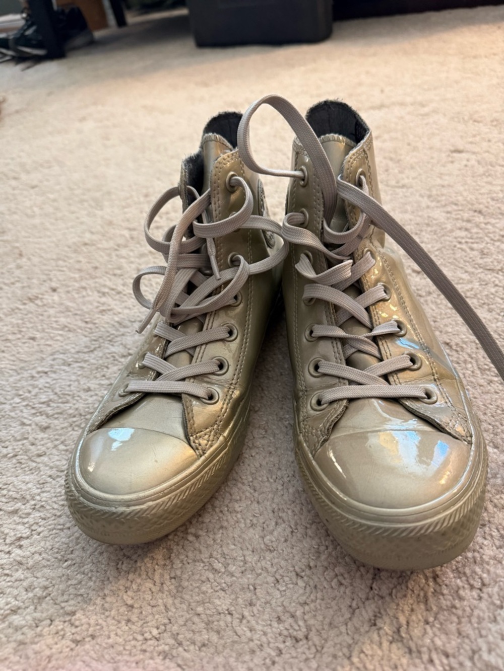 Converse Women's High-Top Sneakers in Shimmery Beige